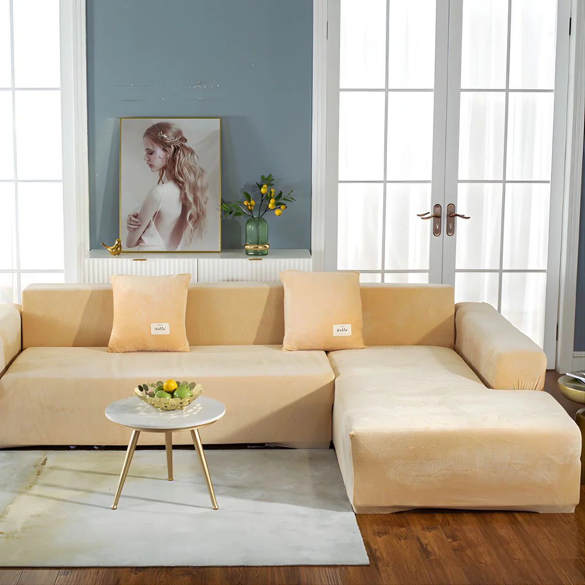 Fundas Elásticas Para Sofás. Cubiertas Protectoras Para Sillones De Terciopelo Suave. Color Beige. - Image 6
