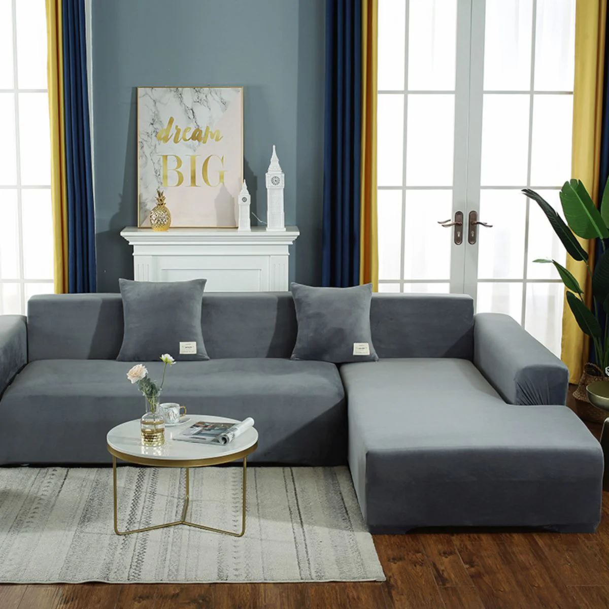 Fundas Elásticas Para Sofás. Cubiertas Protectoras Para Sillones De Terciopelo Suave. Color Gris Claro. - Image 6
