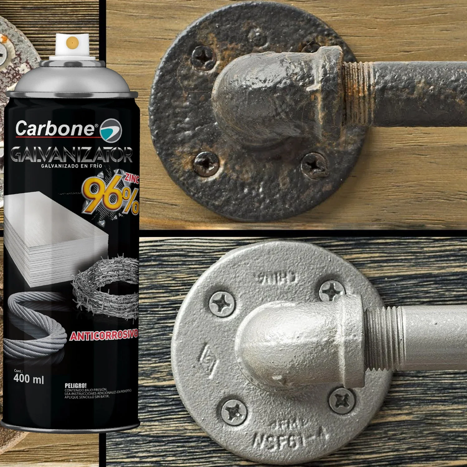 Galvanizado En Frio Spray Galvanizator Aerosol 400Ml. Potente Anticorrosivo 96% Zinc Puro - Image 2