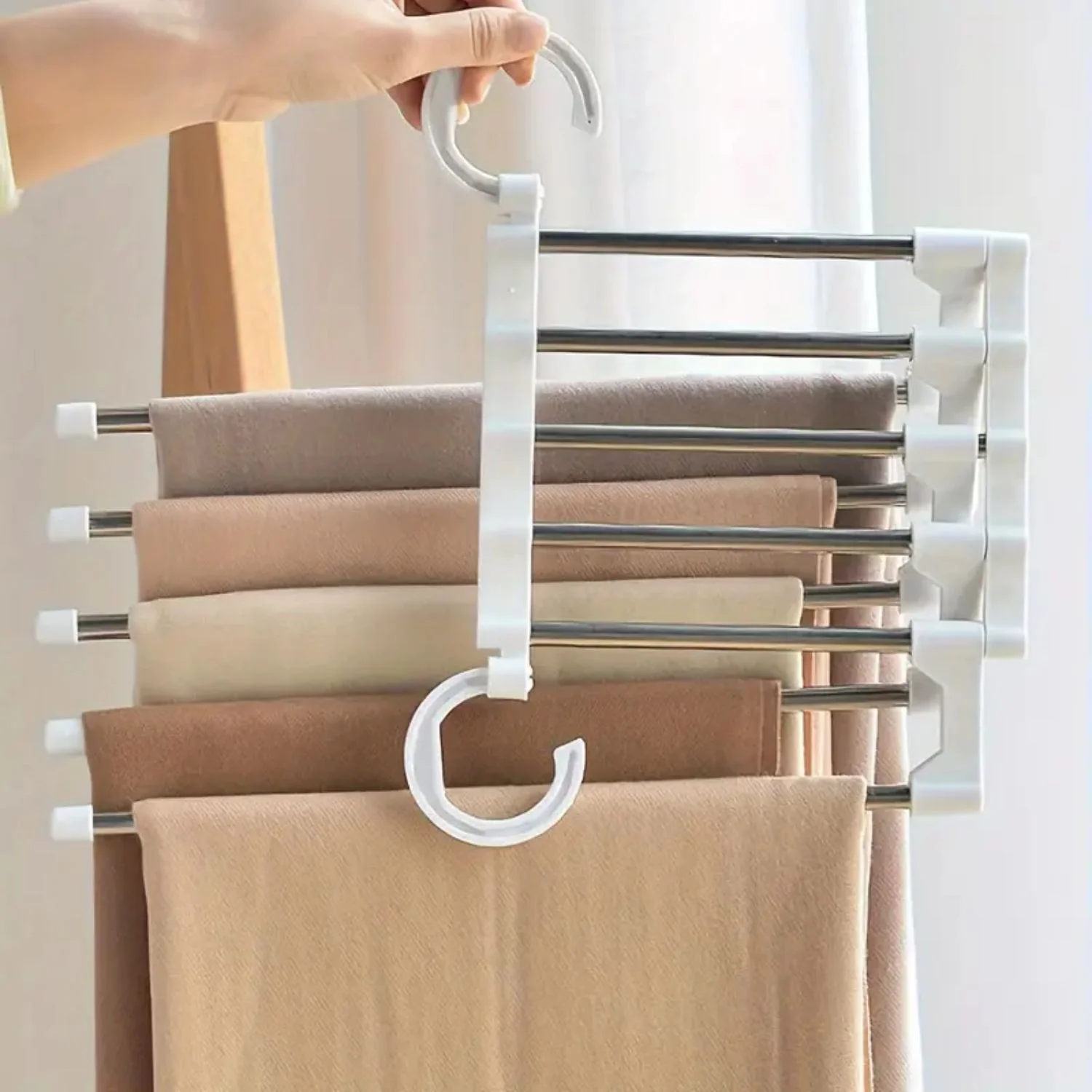 Gancho Organizador De  Pantalones Multifuncional. Plegable Y Ahorra Espacio. Organizador  5 En 1.