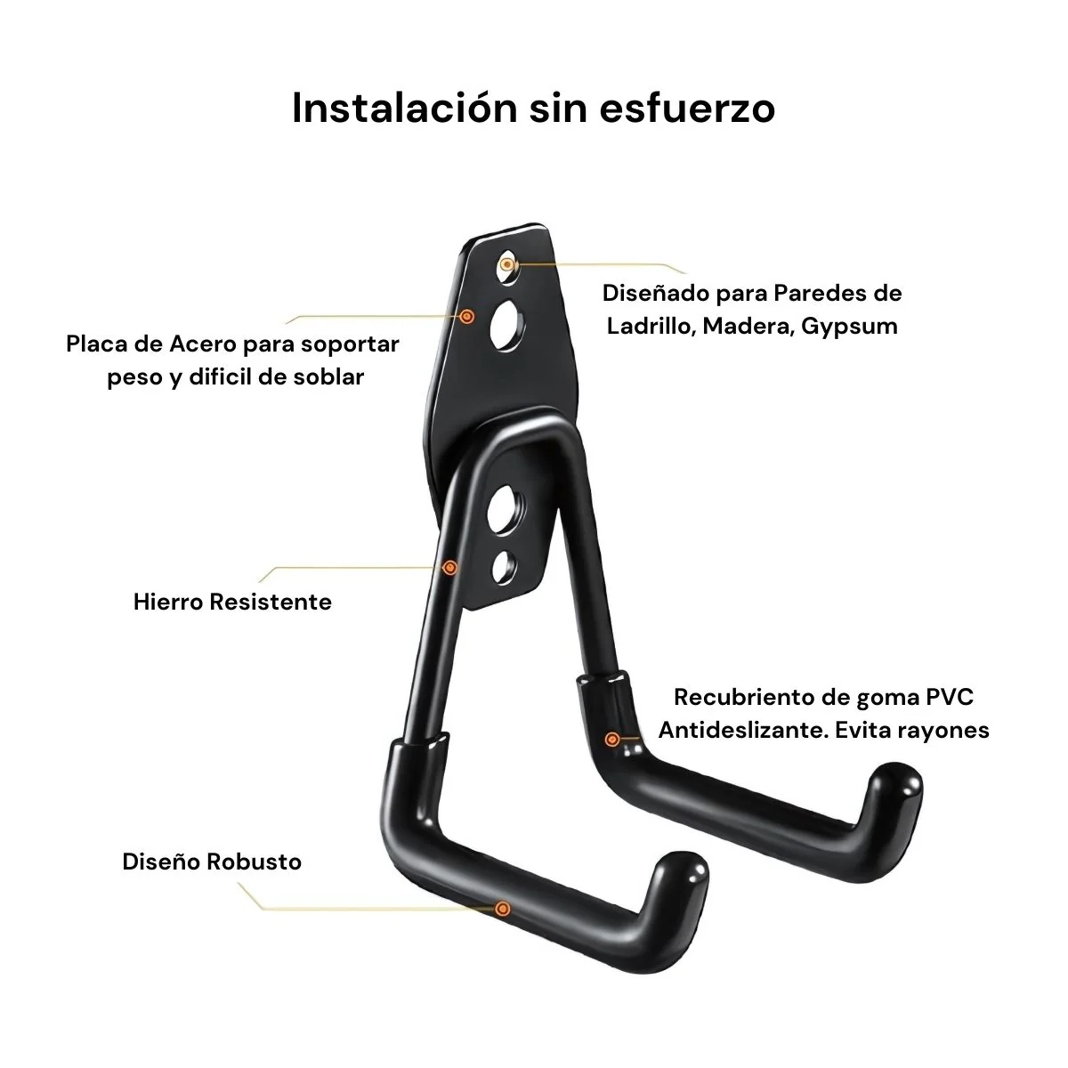 Ganchos De Soporte Metálicos Revestimiento PVC Para Herramientas Y Organización. Soporte Para Colgar Bicicletas, Escaleras. Set 12 Piezas - Image 4