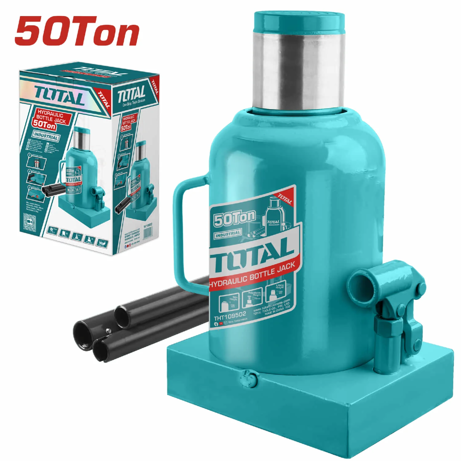 Gato Hidraulico De Botella 50 TON. Min. Height: 300Mm Max. Height:480Mm Travel:180Mm