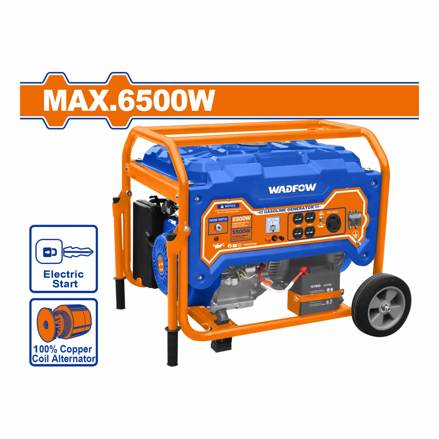 Generador A Gasolina 6500W 110-120V Frec. Salida: 60Hz. Veloc. Nominal: 3600Rpm. Motor: 4 Tiempos. Planta - Image 2