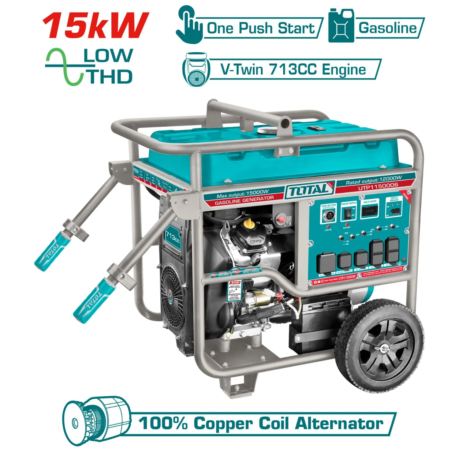 Generador A Gasolina 15,000 Watts 15Kw 110-120V 60Hz 3600Rpm 40L Motor Bicilíndrico V. Encendido Con Botón. Planta - Image 2