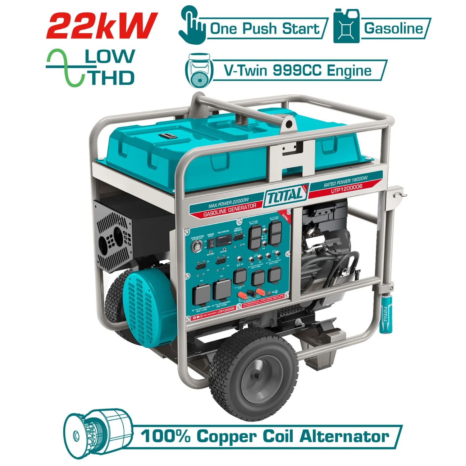 Generador A Gasolina 22,000 Watts 22Kw 110-120V 60Hz 3600Rpm 65L Motor 4 Tiempos. Encendido De Botón. Planta - Image 2