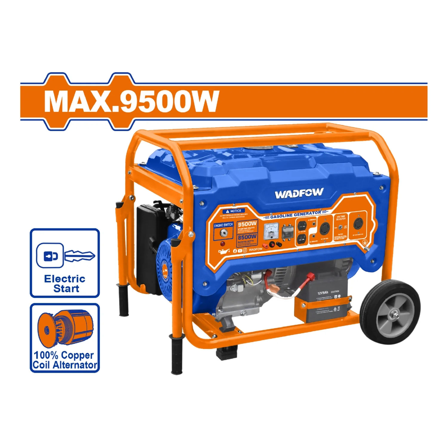 Generador A Gasolina 9500W 110-120V Frec. Nominal: 60Hz. Veloc. 3600Rpm Motor: 4 Tiempos - Image 2