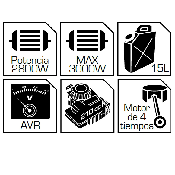 Generador Gasolina Total 110V-220V 60Hz 7.0 HP. 3000 W (RPM):3600. Inicio De Cuerda. Motor De 4 Tiempos. - Image 3