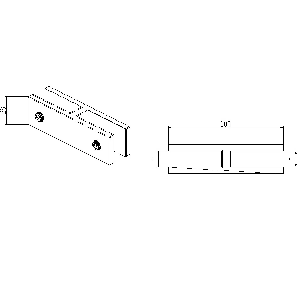 Clip Para Vidrio, 180 Grados, Vidrio - Vidrio, AISI304, SATIN - Image 2