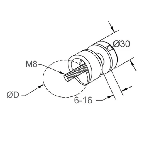 GLASS HOLDER, DIA-030, For 42.4 Mm, SS-304, SATIN. - Image 2