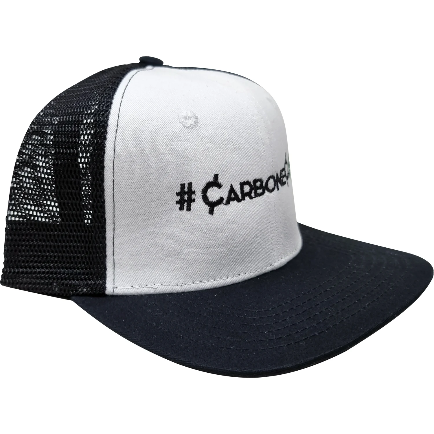 Gorra Carbone De Malla, Visera Plana. Color Negro Y Blanco - Image 2