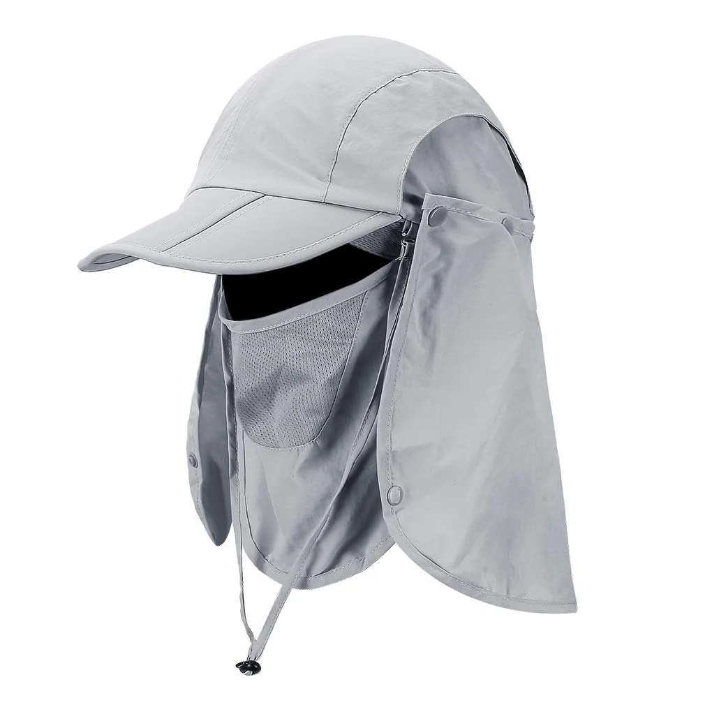 Gorra Integral De Protección UV Gris Claro