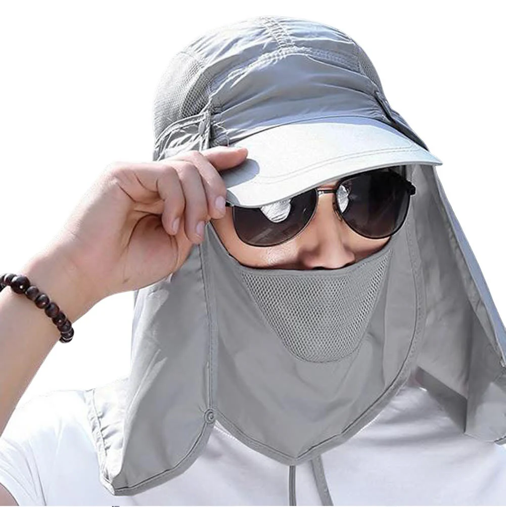 Gorra Integral De Protección UV Gris Claro - Image 3