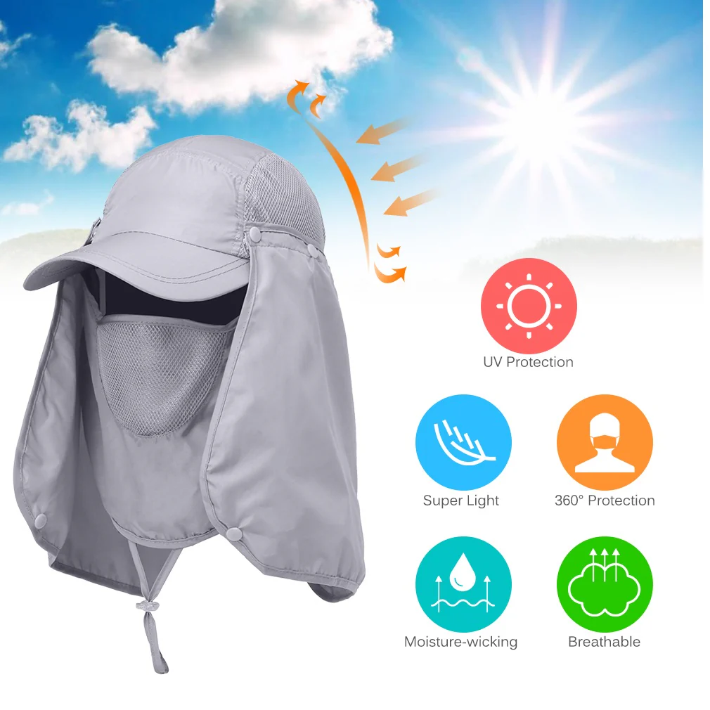 Gorra Integral De Protección UV Gris Claro - Image 4