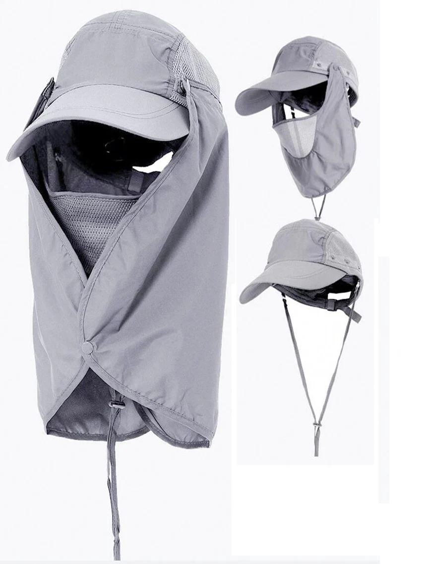 Gorra Integral De Protección UV Gris Claro - Image 5