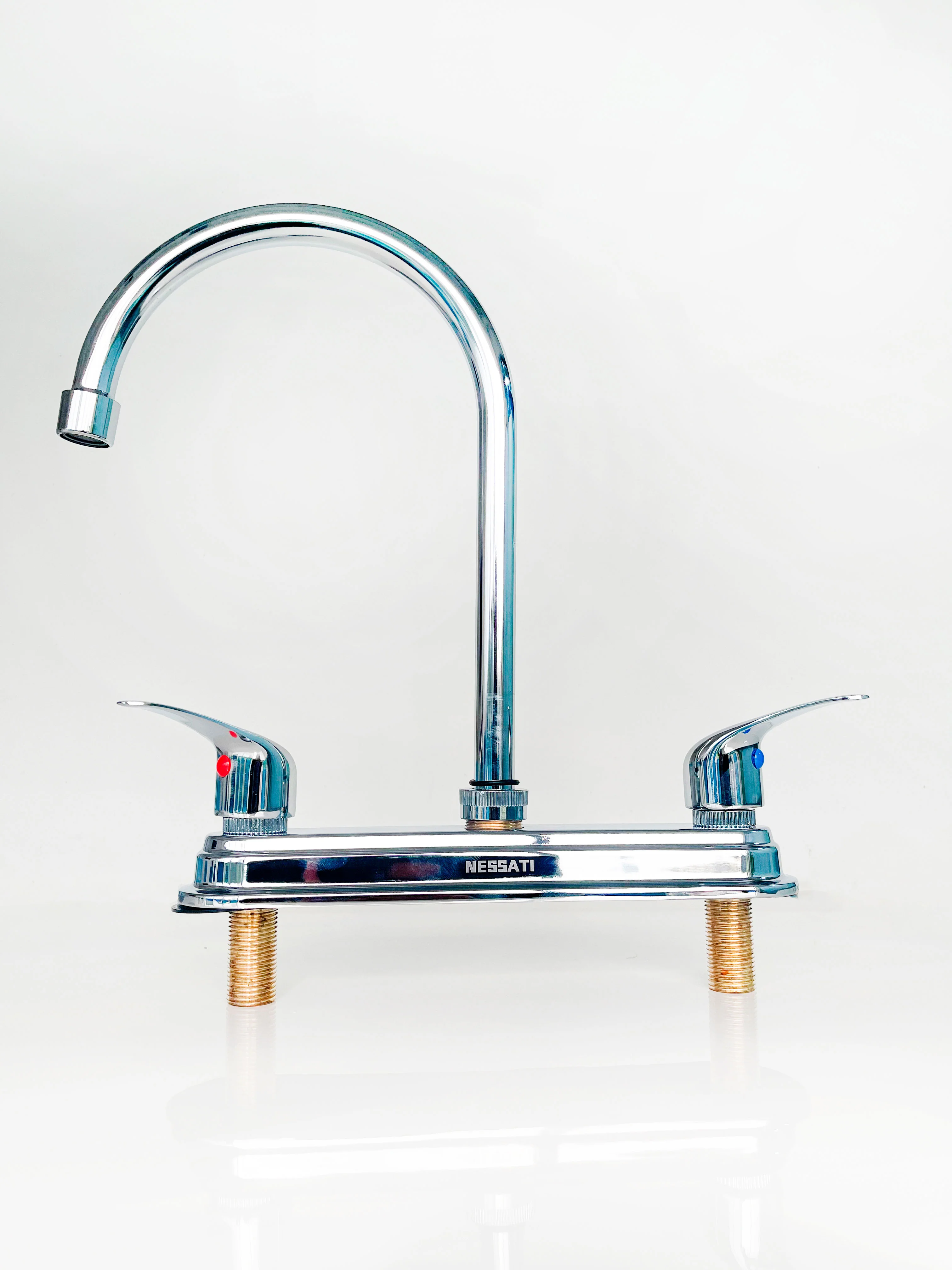 Grifo De Fregador Rigido 8" Mezclador Con 2 Manerales. NESSATI