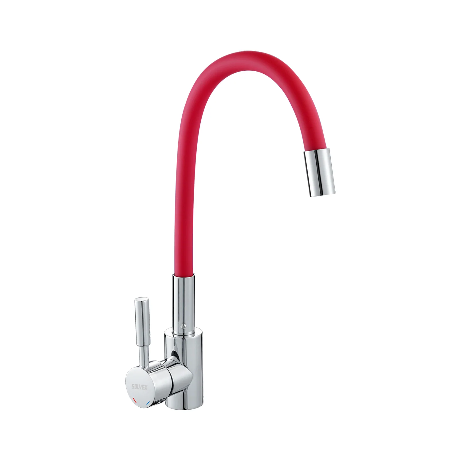 Grifo De Fregador. Color Rojo. Acero Inoxidable. Pluma Llave Mezcladora Para Cocina. Cuello Flexible Universal. - Image 2