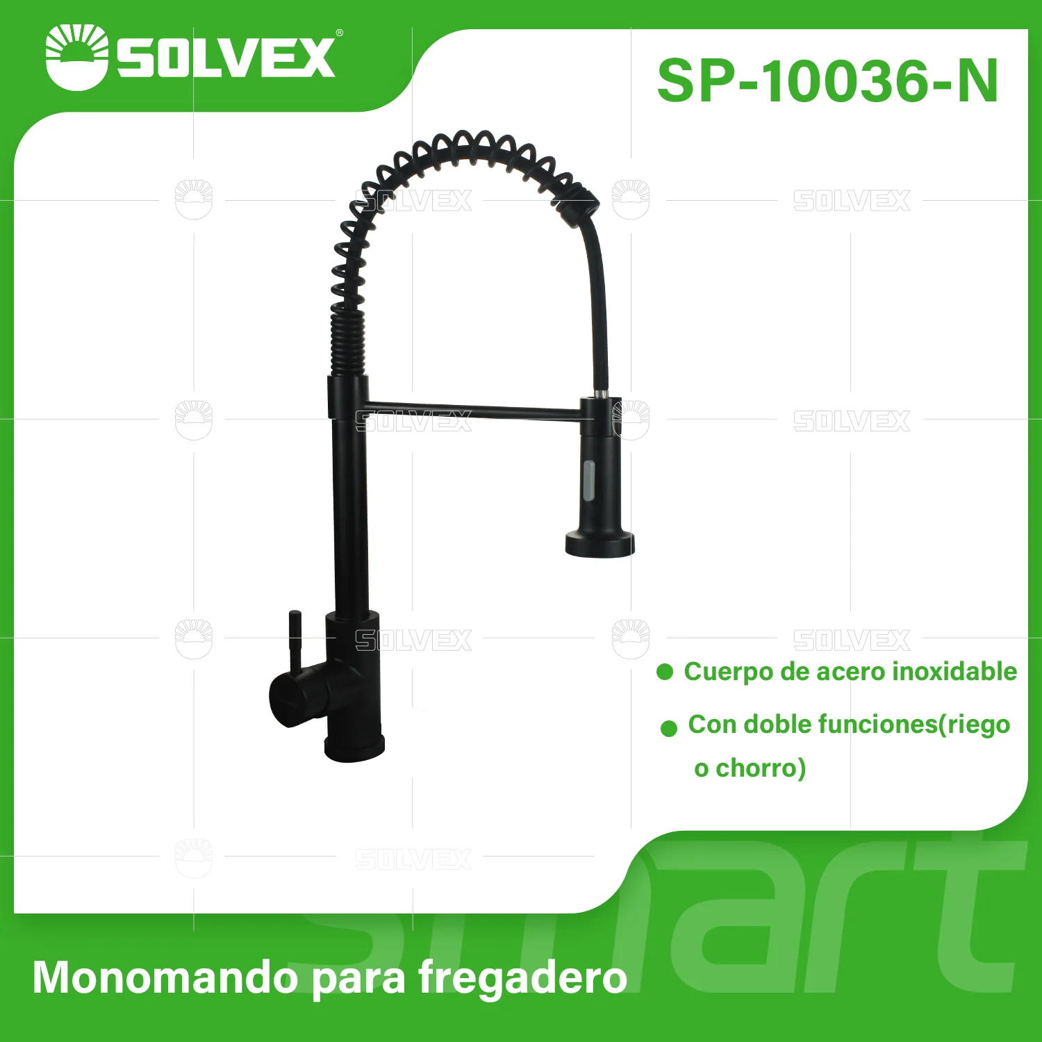 Grifo De Fregador Con Manguera Extensible De 1,5 M Y Doble Función. Pluma Llave Mezcladora Para Cocina. Color Negro.