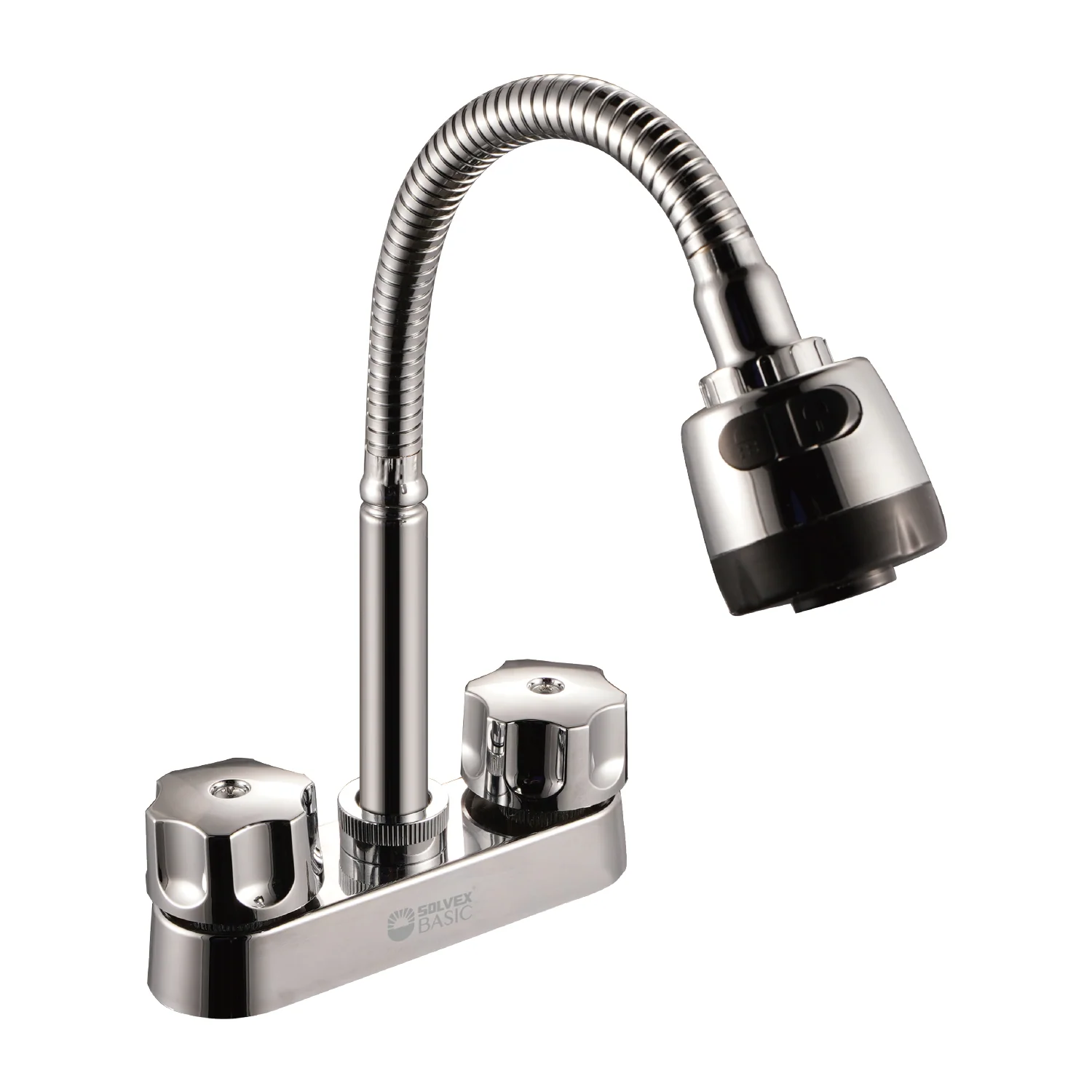 Grifo Mezclador 4" Para Lavamanos O Fregador Tipo Bar. Pluma Llave Con Cuello Flexible Y Doble Función. - Image 2