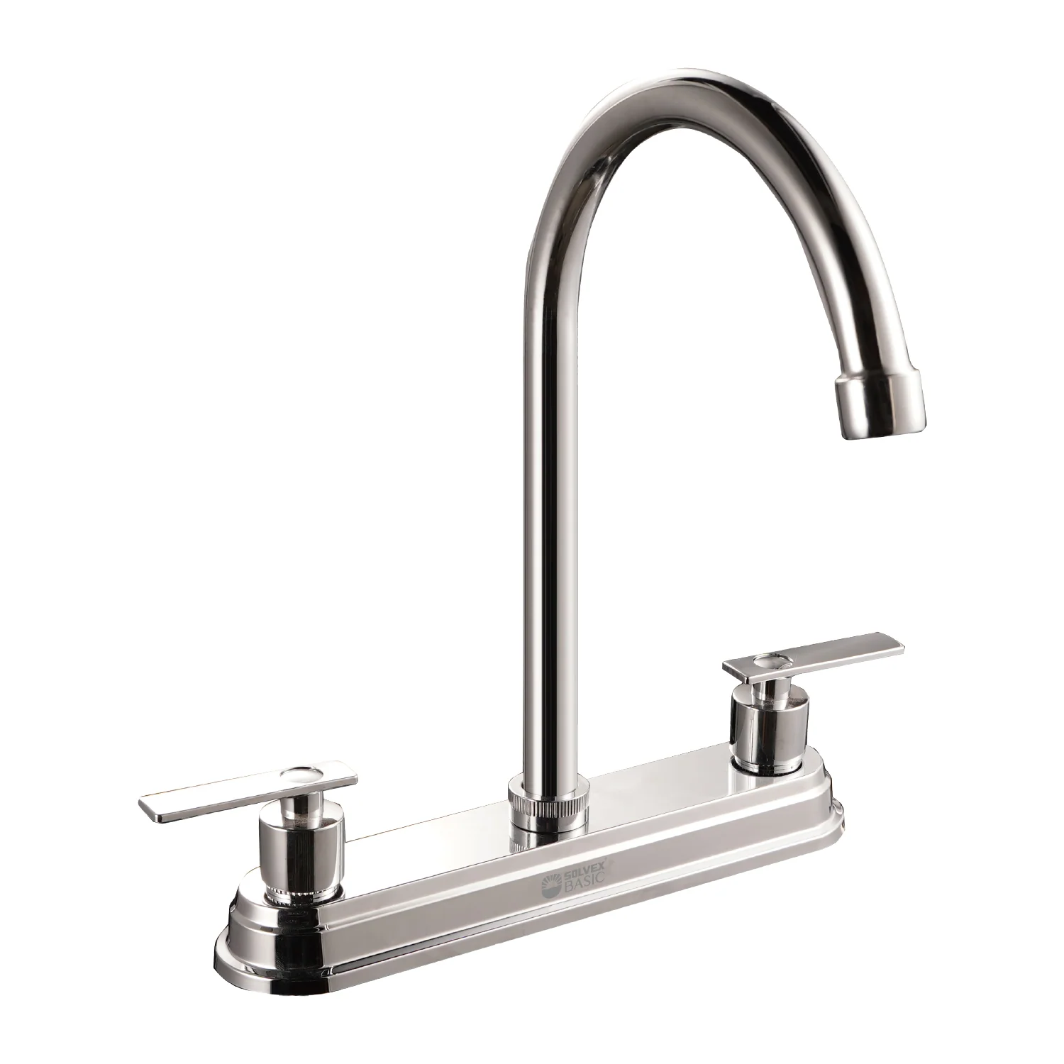 Grifo Mezclador 8" Para Fregador De Cocina. Pluma Llave Cromada Con Cuerpo De Zinc Y Pluma Alta. - Image 2