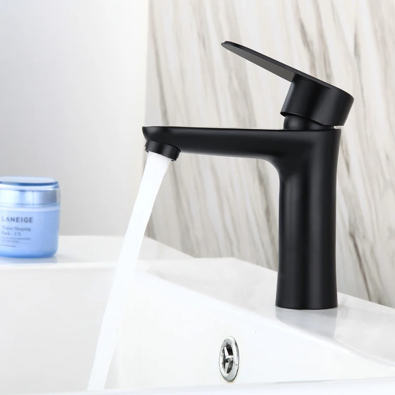 Grifo Mezclador Monomando De BAÑO Acero Inoxidable Acabado Negro Alta Calidad NESSATI