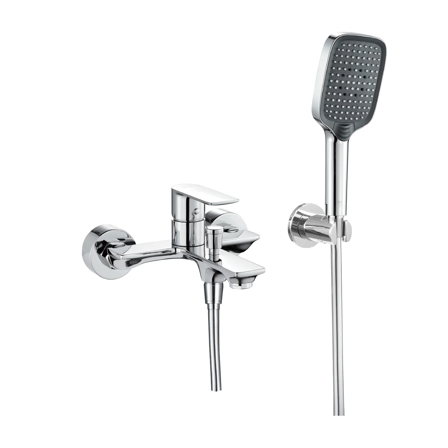Grifo Para Baño De Pared Con Ducha Teléfono De 3 Funciones. Mezcladora Monomando Con Manguera Flexible Y Conectores. Garantía De Por Vida. - Image 2