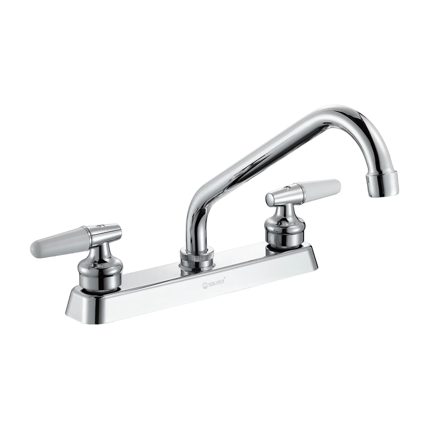 Grifo Para Fregador 8". Llave Pluma Mezcladora Fría/Caliente Con Tubo Inox 400 Mm Y Acabado Cromado Brillante. - Image 2