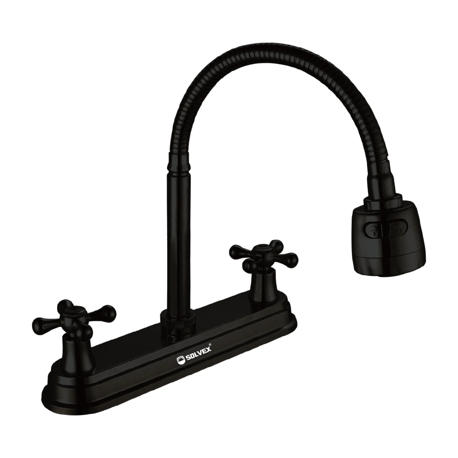 Grifo Para Fregador Con Pluma Flexible De 8" En Acabado Negro Mate. Llave Doble Función Riego O Chorro. - Image 2