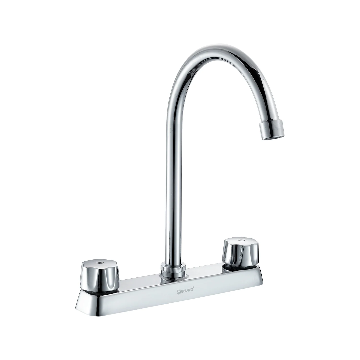 Grifo Para Fregador De Cocina 8". Llave Pluma Alta De Acero Inoxidable Con Giro Completo. Agua Fría Y Caliente. - Image 2