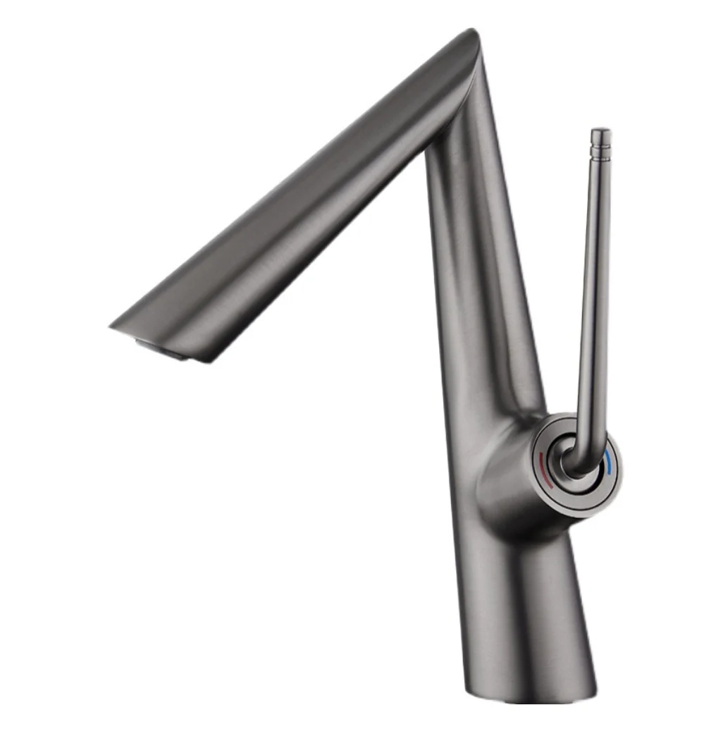 Grifo Para Lavamanos 27 Cm Monomando Pluma Lavabo Gris Mate De Alta Calidad - Image 3