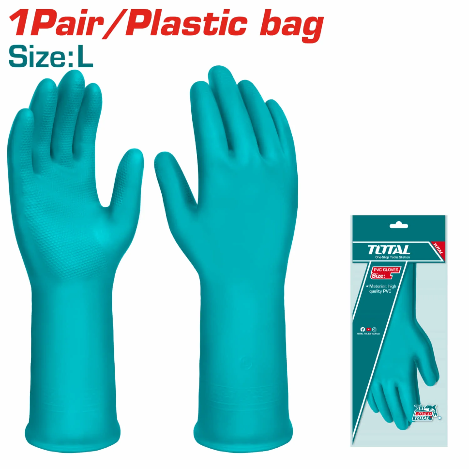 Guantes De PVC Para Limpieza. Alta Calidad. Talla L (Par)
