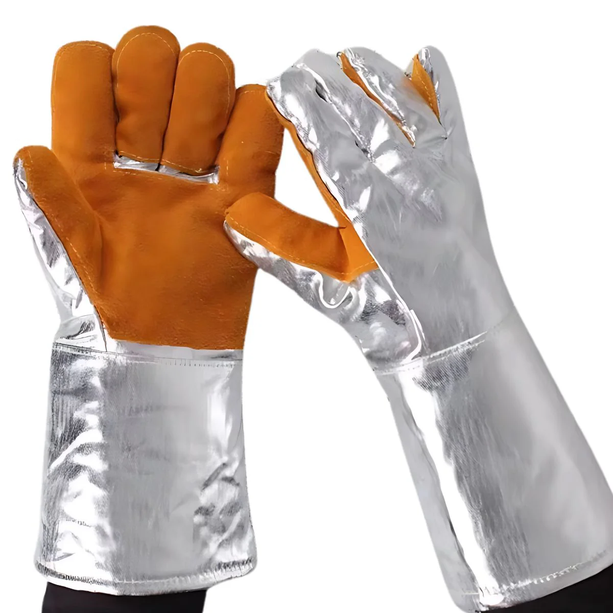 Guantes De Soldadura Resistentes Al Calor Y Fuego. (PAR) Cuero De Doble Capa Y Aislamiento Térmico Hasta 300°C". Guantes De Protección Para Soldar.