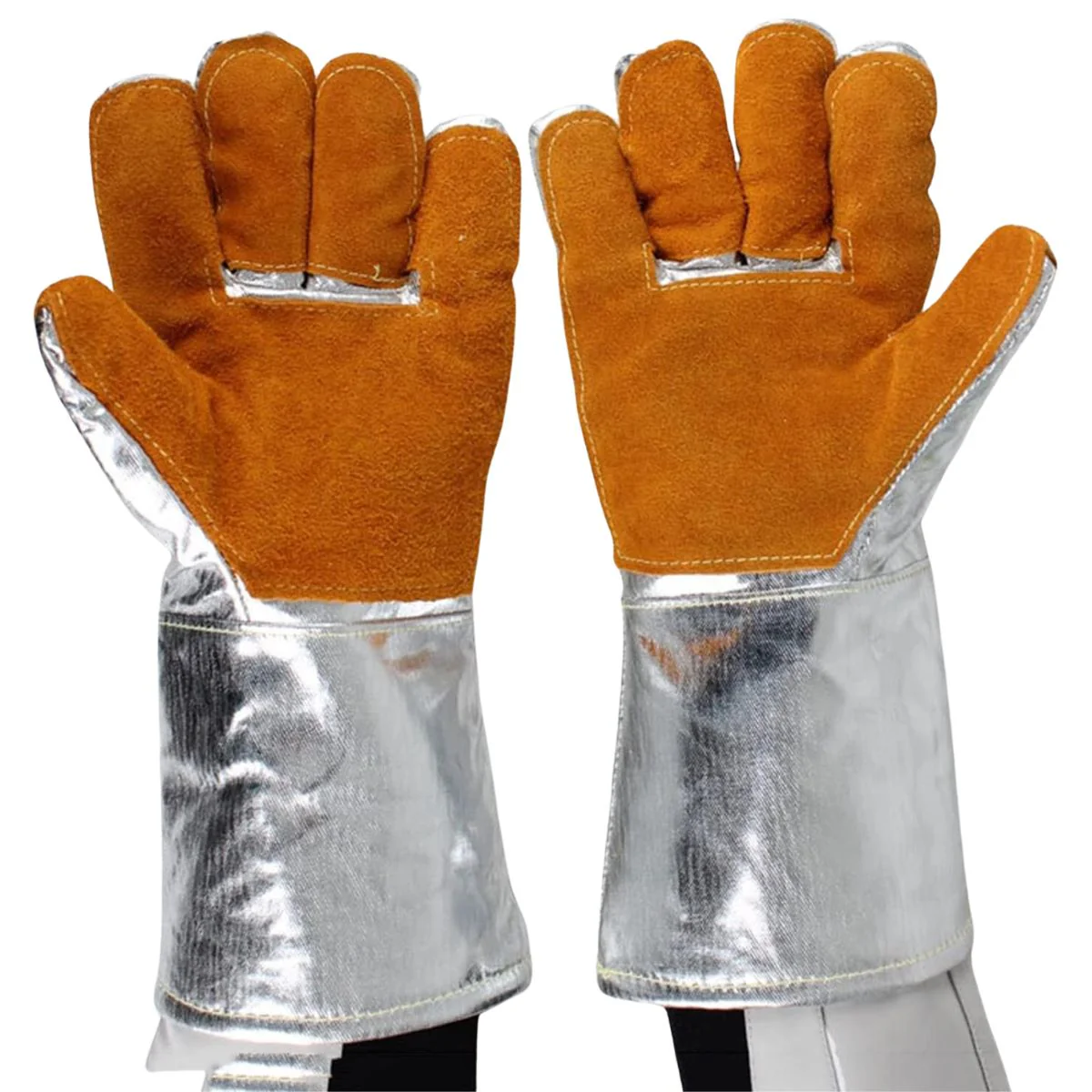 Guantes De Soldadura Resistentes Al Calor Y Fuego. (PAR) Cuero De Doble Capa Y Aislamiento Térmico Hasta 300°C". Guantes De Protección Para Soldar. - Image 5