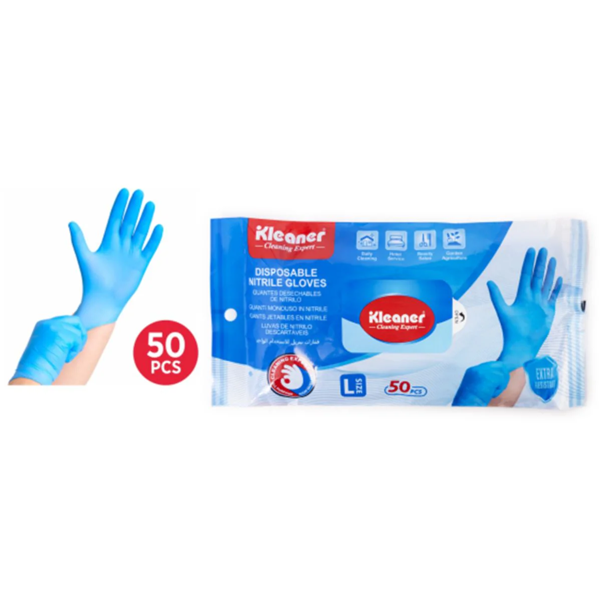Guantes Desechables De Nitrilo (25 Pares) Talla L. Color Azul. - Image 2