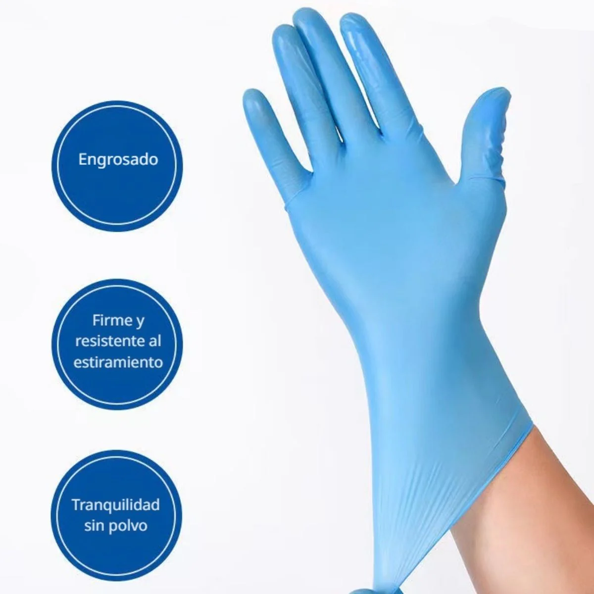 Guantes Desechables De Vinil/Nitrilo (Mezcla) Azul De Alta Elasticidad Sensibles Al Tacto. - Image 2