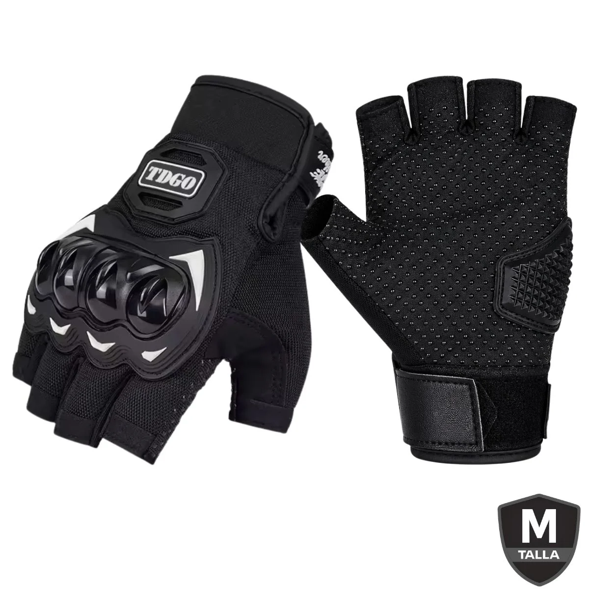 Guantes Para Moto Y Ciclismo De Medio Dedo Con Carcasa PE Anticaídas. Antideslizantes Y Transpirables. Resistentes Al Desgaste. Color Negro. - Image 4