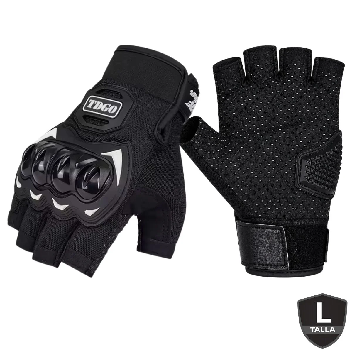 Guantes Para Moto Y Ciclismo De Medio Dedo Con Carcasa PE Anticaídas. Antideslizantes Y Transpirables. Resistentes Al Desgaste. Color Negro. - Image 5