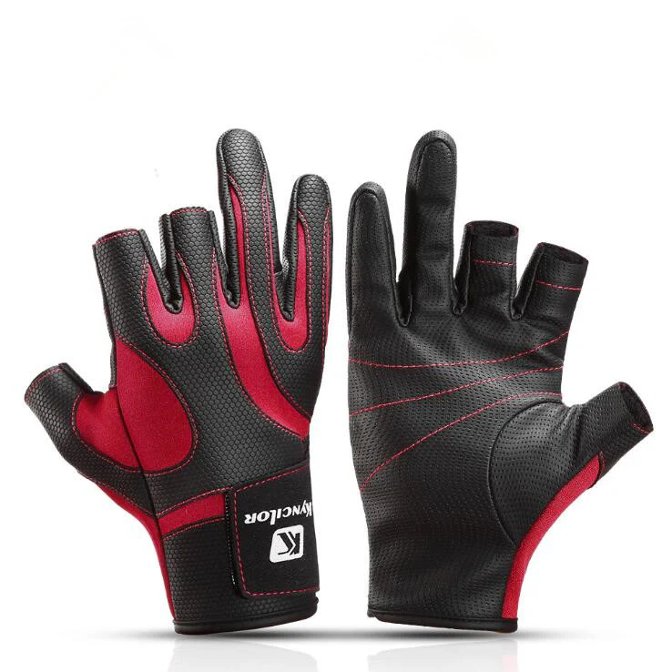 Guantes Para Pesca Antideslizantes Rojos. - Image 5