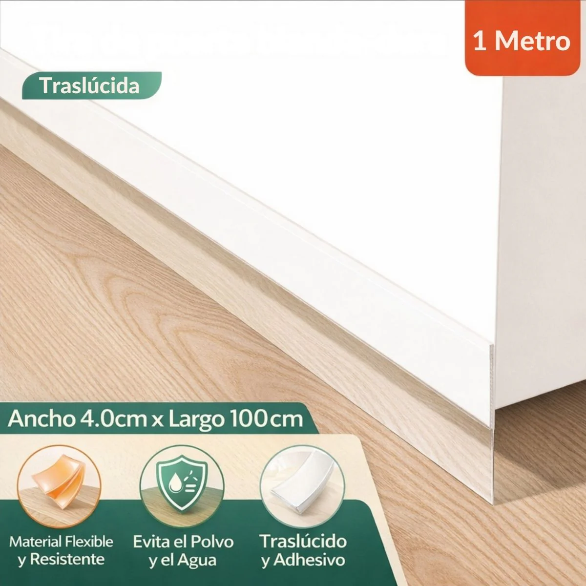 Guardapolvos Burlete Para Puerta Autoadhesiva. Tira Selladoratransparente De PVC. Goma Antiviento, Antipolvo Y Antiruido (1 M)