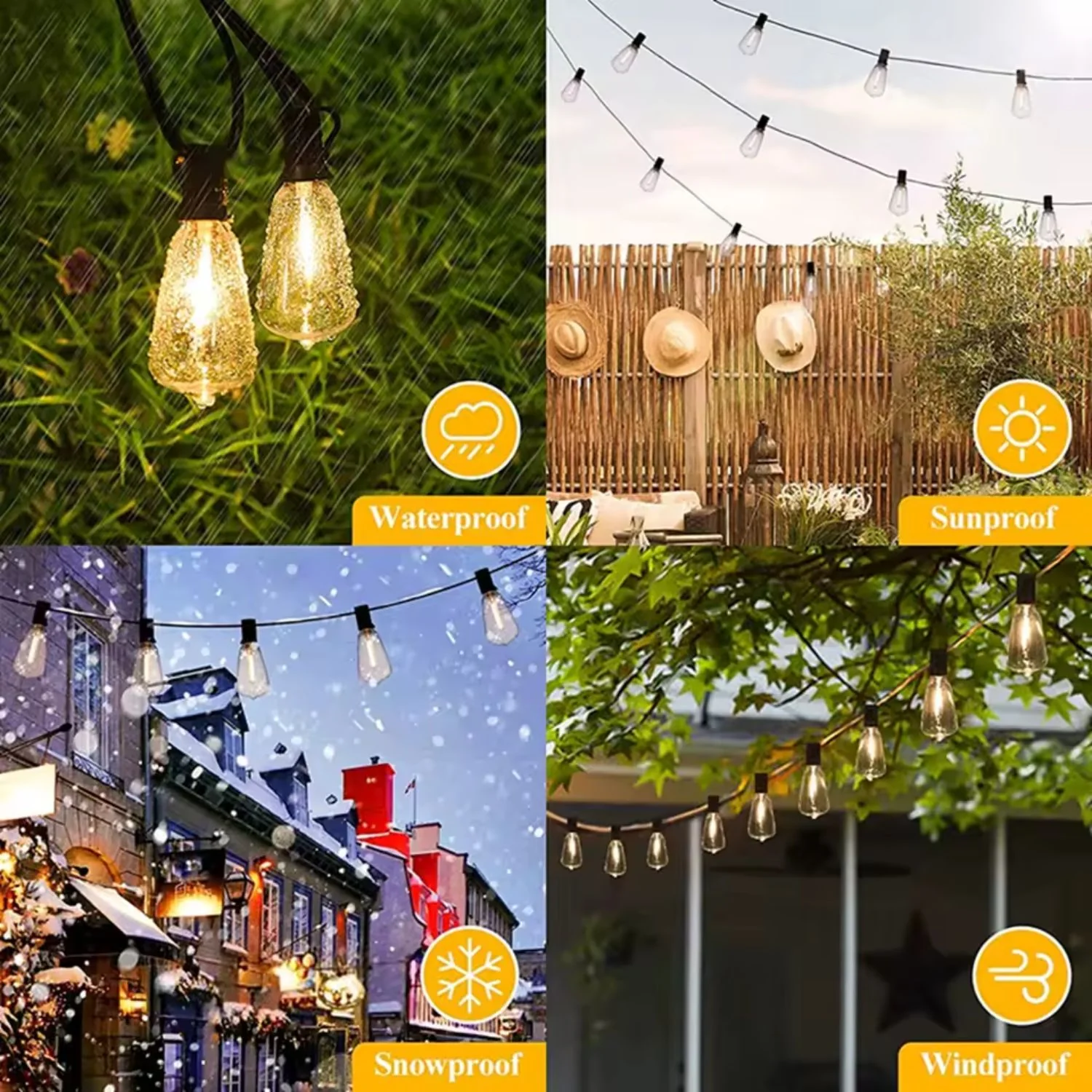 Guirnalda Tira LED Luces 100Pies (30.4M) 50 Luces Calido 2700K Para Exteriores, Impermeables, Bombillas ST38. Control Remoto. 24V 110V - Image 2