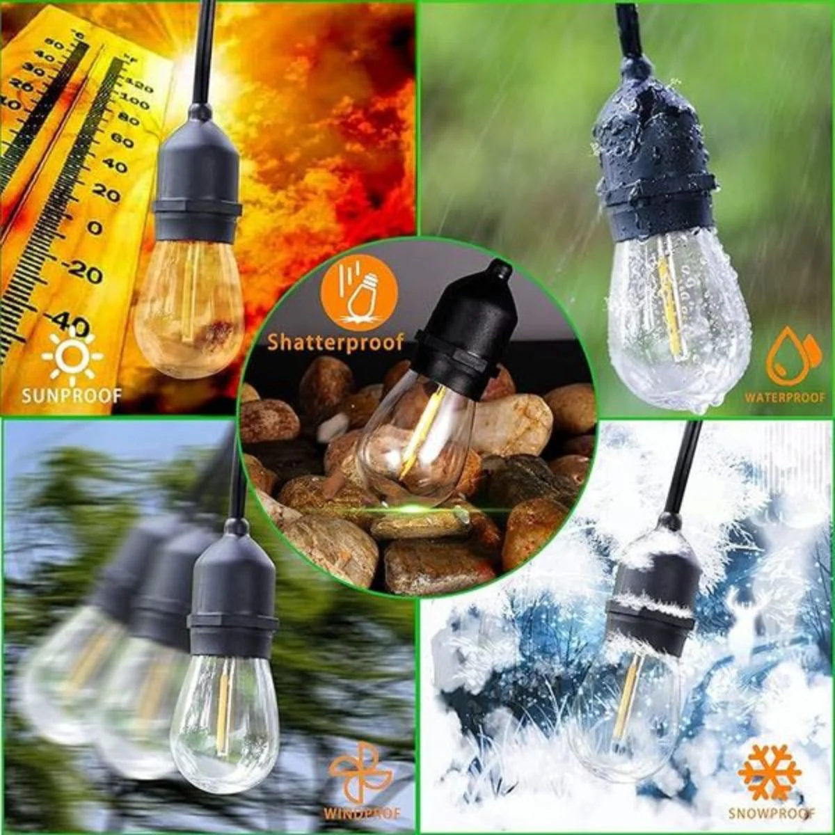 Guirnalda Tira LED (15 Metros). Luces 15 Bombillos Luz Cálida Para Exteriores IP65, Estilo Vintage Edison 110V. - Image 4