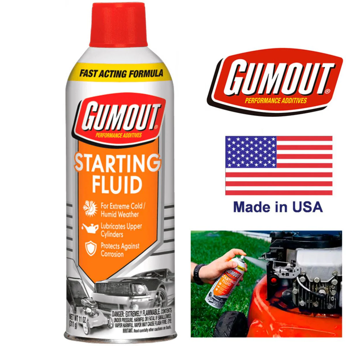 GUMOUT(4) "STARTING FLUID" Para Rapida IGNICION 11 Oz.