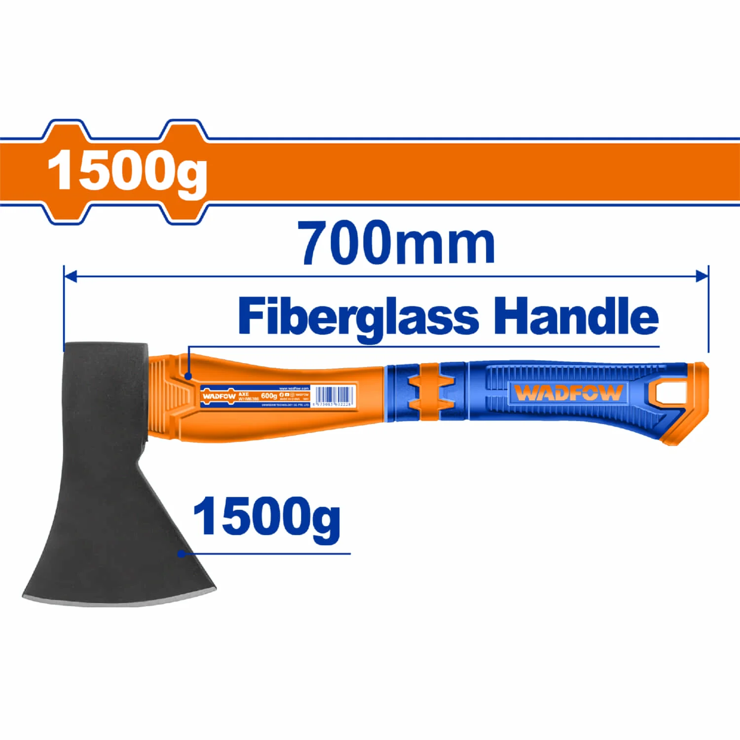Hacha De Mano 1500G. Tratamiento Térmico. Acero# 45. Mango Fibra De Vidrio.