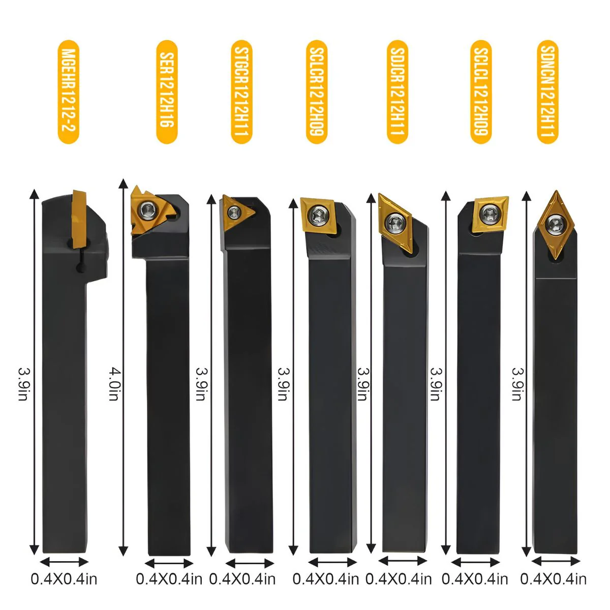 Cuchillas De Corte Para Torno De Metal Con Punta De Carburo. Set De 7 Piezas. - Image 2