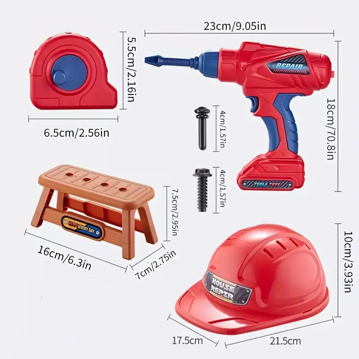 Herramientas De Juguete Para Niños. Set De 47 Piezas Con Taladro Eléctrico Y Casco. Juego De Construcción Educativo. - Image 5