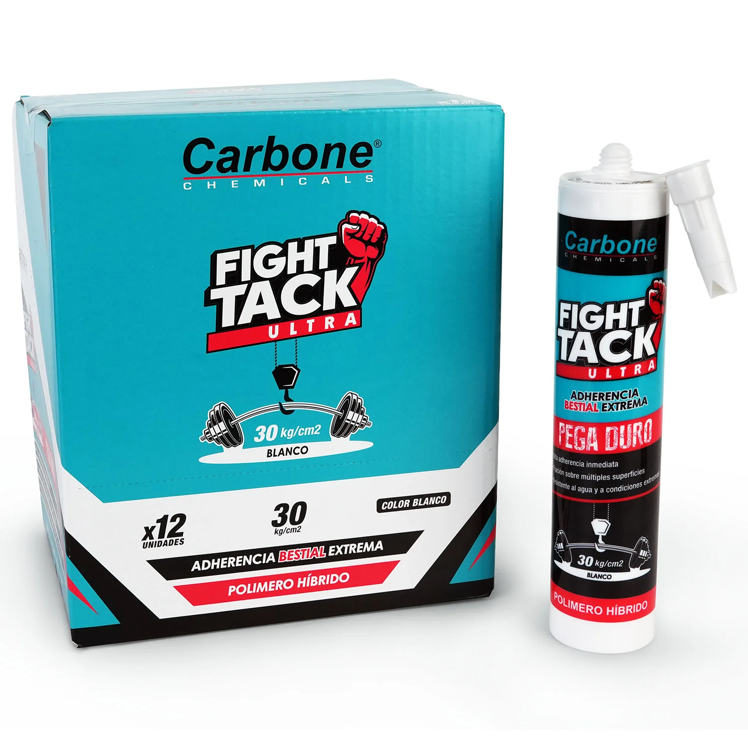 High Tack CARBONE FIGHT ULTRA Agarre Inicial INMEDIATO 300 Kg/M2 Viscosidad Adherencia Y Resistencia Alta BLANCO 290Ml. - Image 2