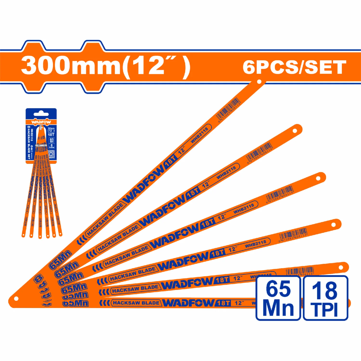 Hojas De Segueta 12" 65Mn,18TPI Set De 6 Piezas.