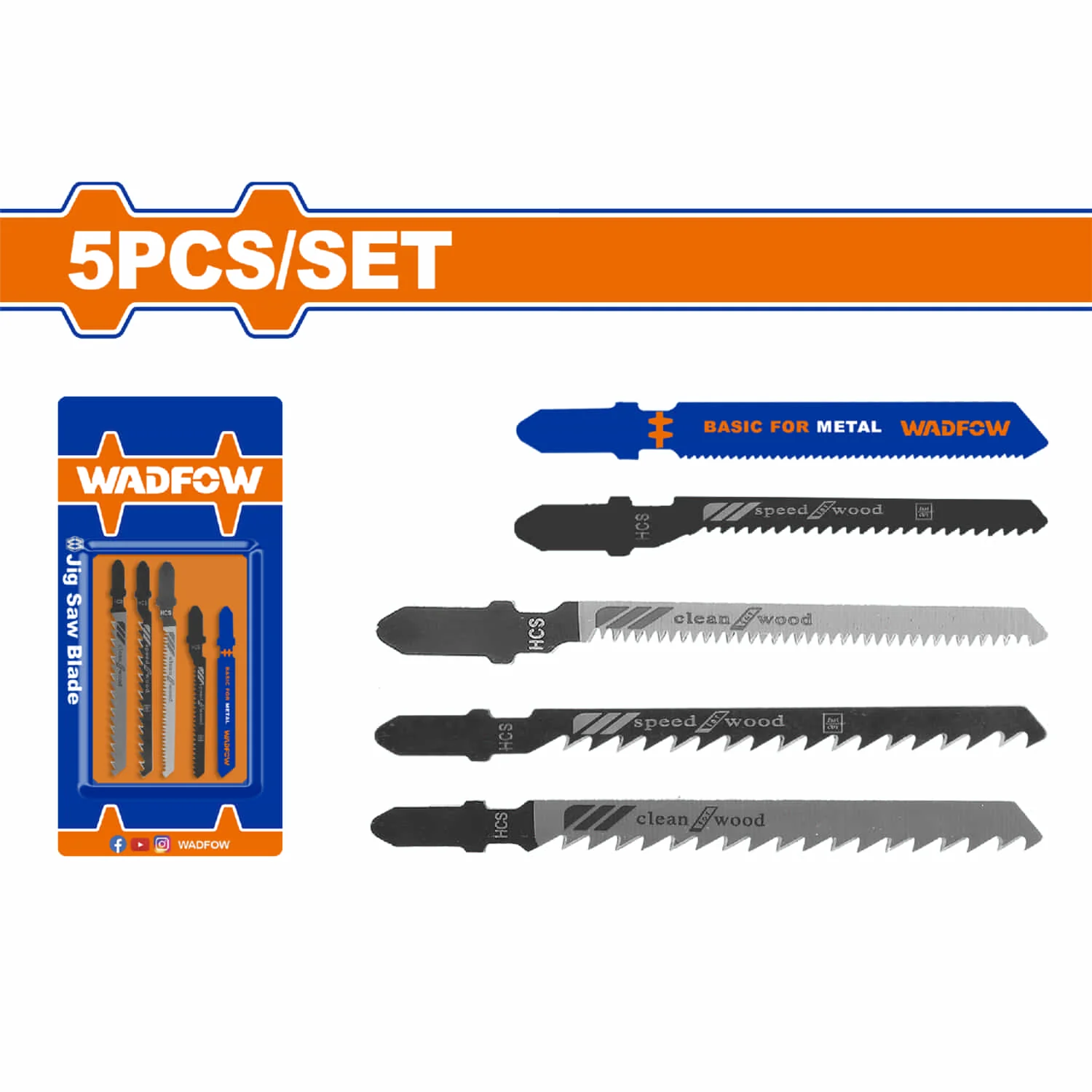 Hojas De Sierra Caladora Mixtas. (HCS T244D, T101D, T101B, T118A, HSS T118A) Set De 5 Pzas.
