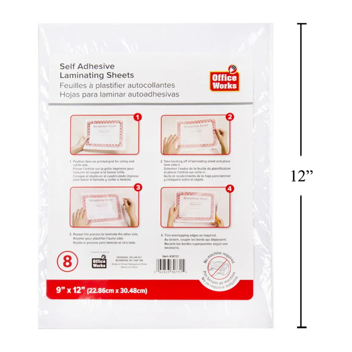 Hojas Para Plastificar De 9X12 ", 8 Piezas, Autoadhesivas - Image 3