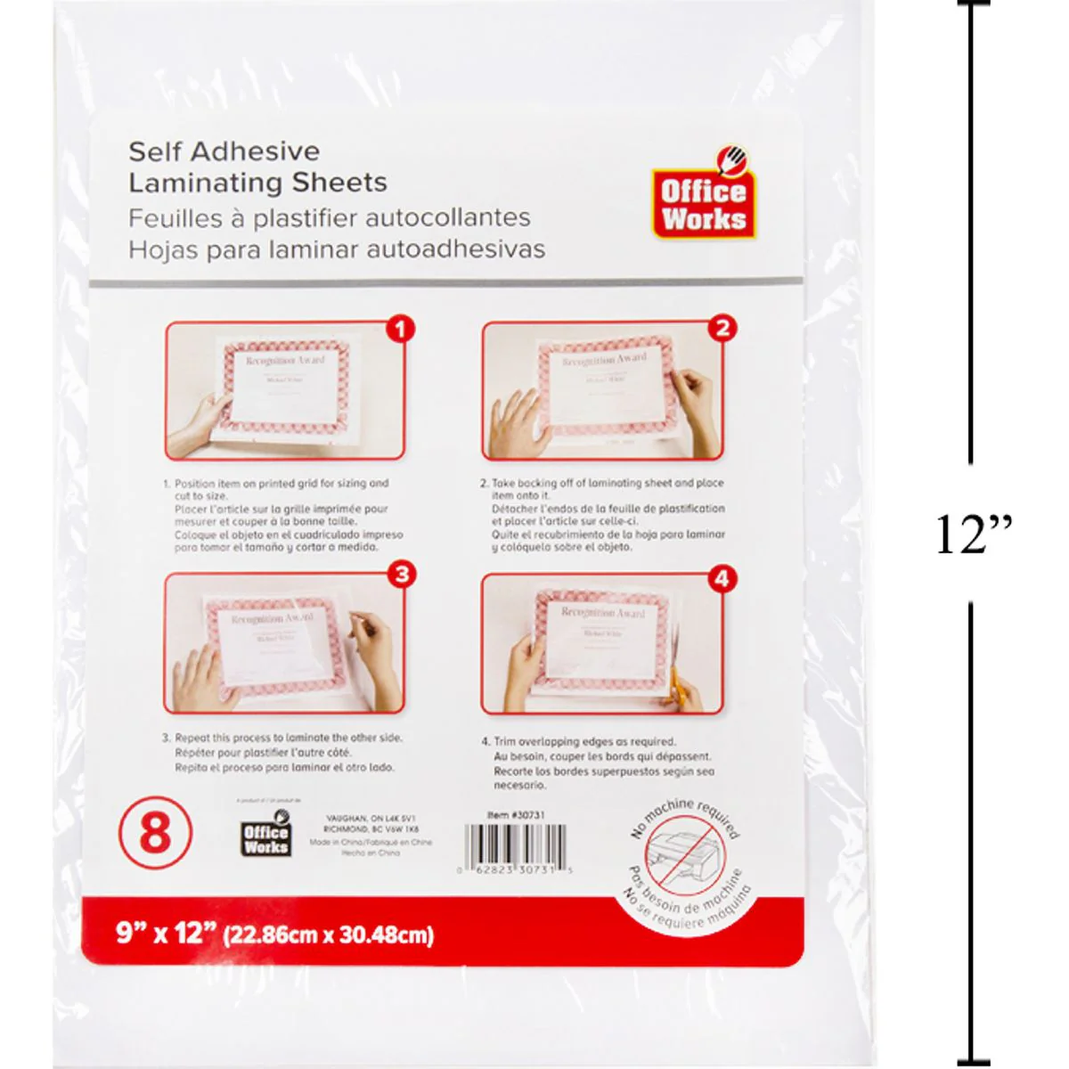 Hojas Para Plastificar De 9X12 ", 8 Piezas, Autoadhesivas - Image 6