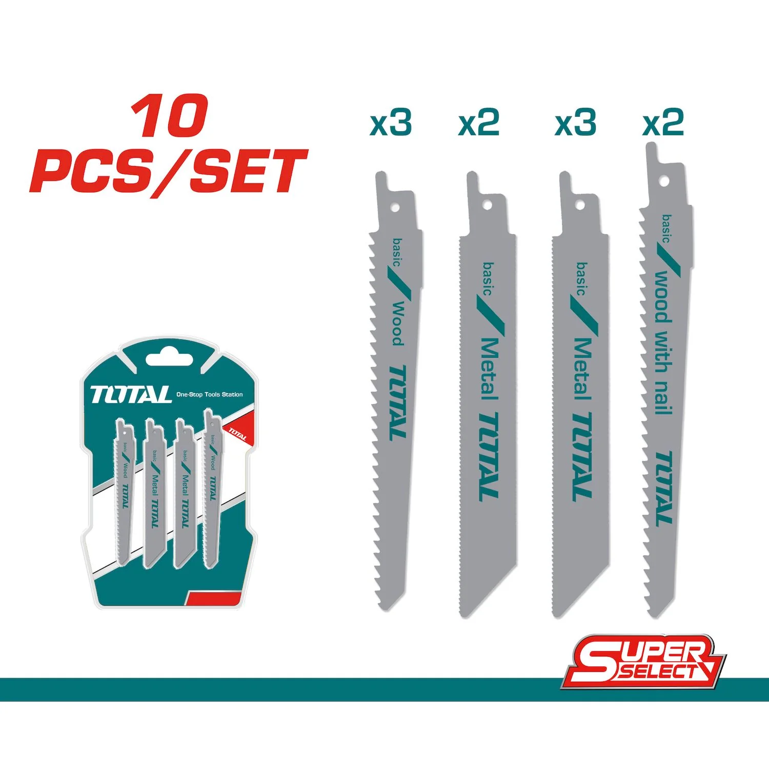 Hojas Sierra Sable Reciproca Bi-Metal. Variados Dientes(6, 10,18) Set De 5